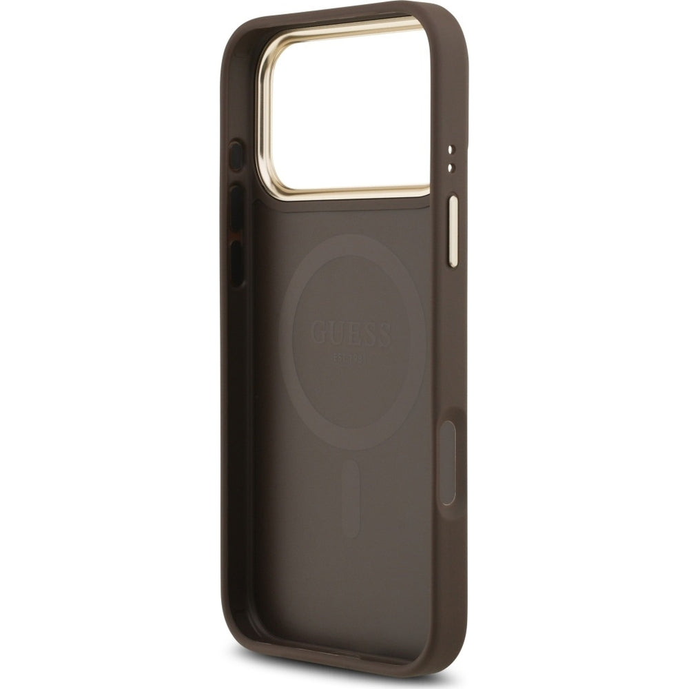 Handyhülle für iPhone 17 Pro Max, Guess Hardcase 4G Classic MagSafe, Braun