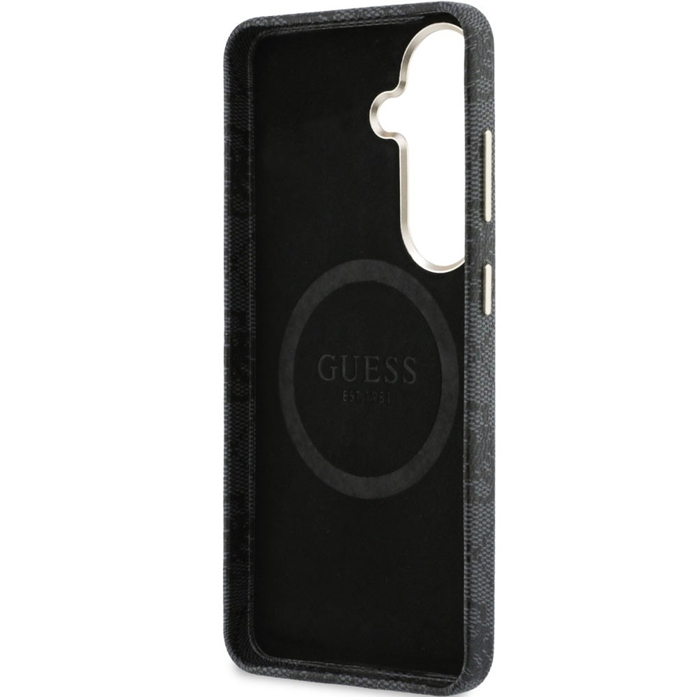Handyhülle für Galaxy S26, Guess Saffiano Logo MagSafe, Schwarz