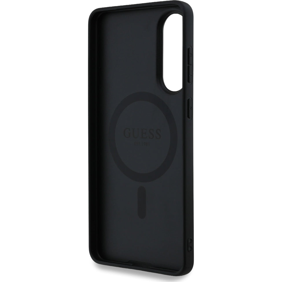 Handyhülle für Galaxy S25 Edge, Guess Hardcase 4G Ring Classic Logo MagSafe, Schwarz