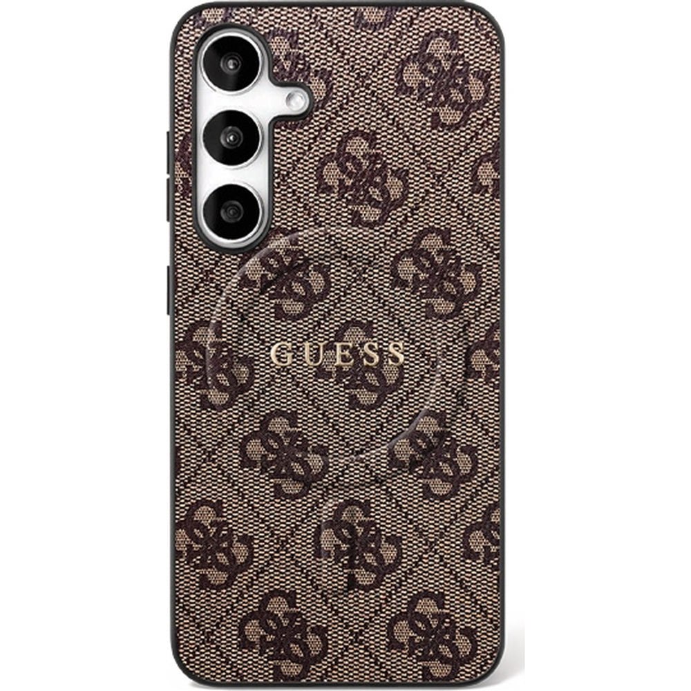 Handyhülle für Galaxy S25 FE, Guess Hardcase 4G Ring Classic Logo mit MagSafe, Braun