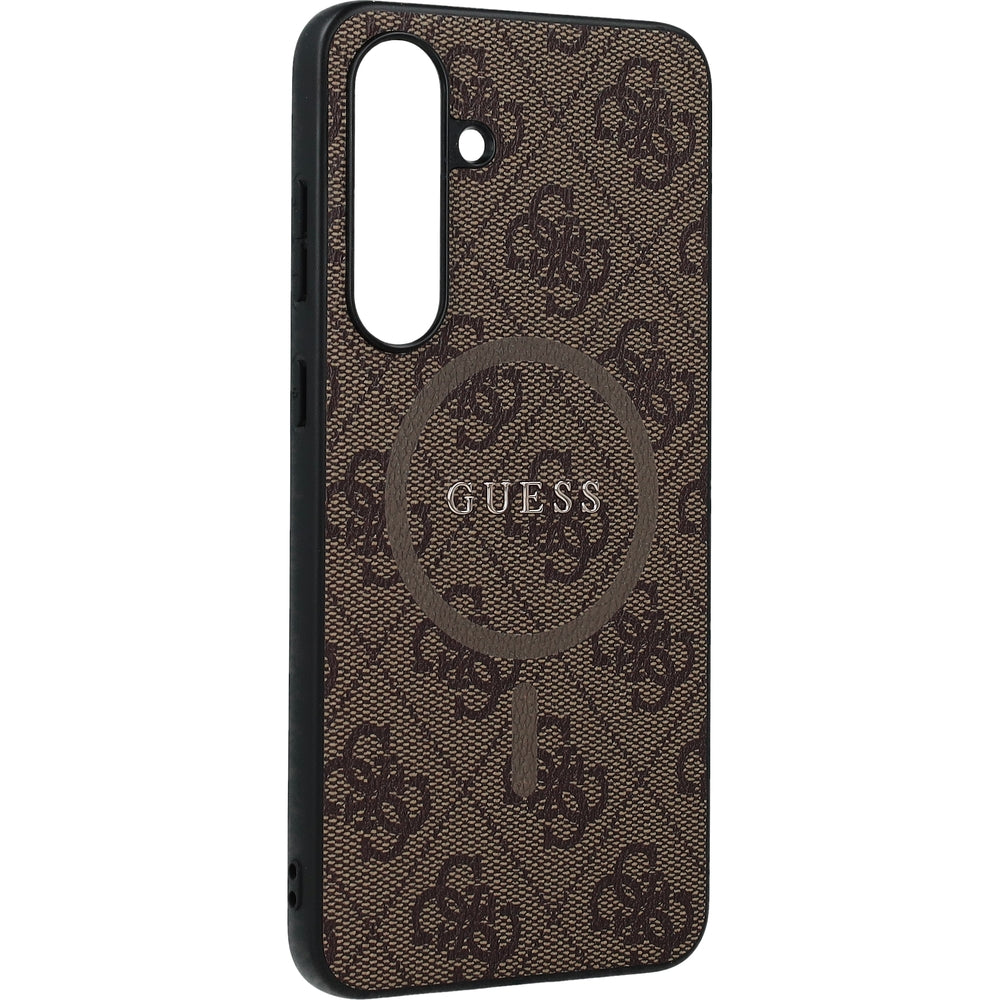 Handyhülle für Galaxy S25 FE, Guess Hardcase 4G Ring Classic Logo mit MagSafe, Braun