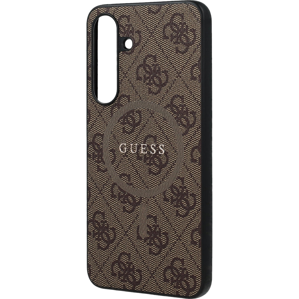 Handyhülle für Galaxy S25 FE, Guess Hardcase 4G Ring Classic Logo mit MagSafe, Braun