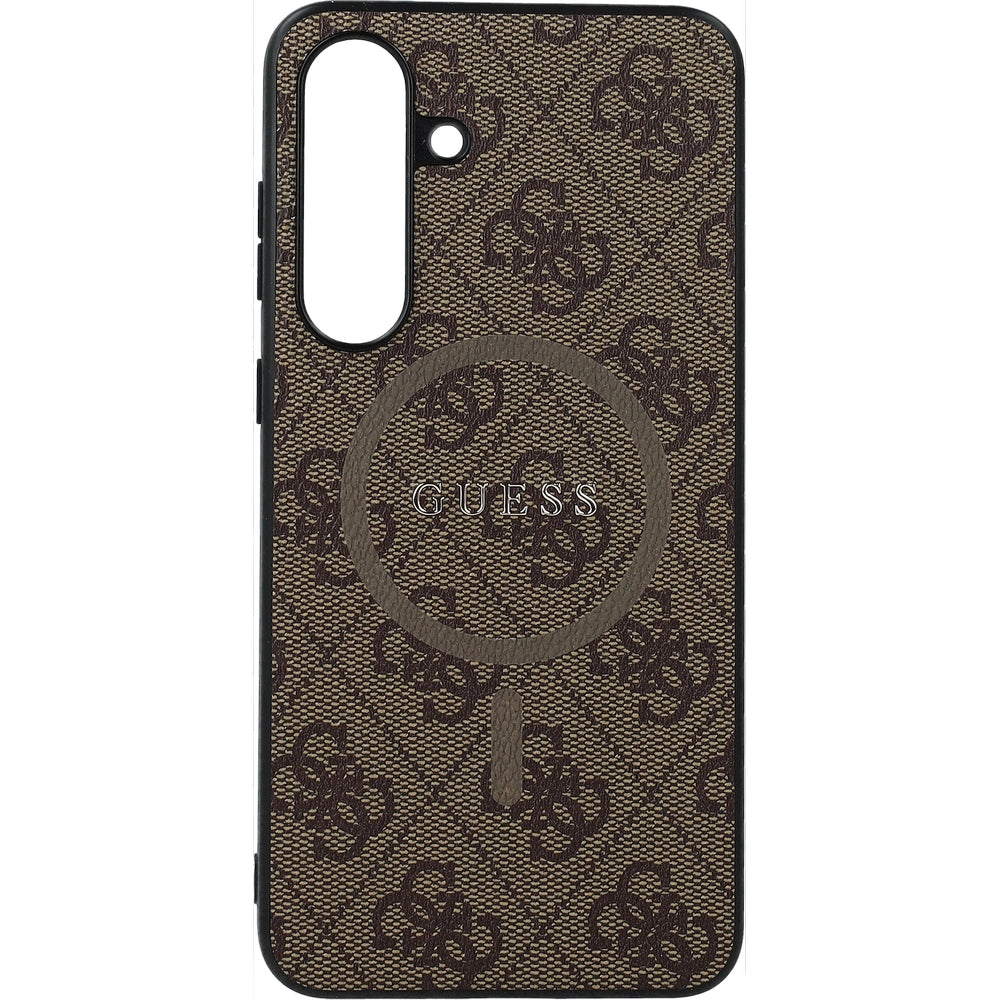 Handyhülle für Galaxy S25 FE, Guess Hardcase 4G Ring Classic Logo mit MagSafe, Braun