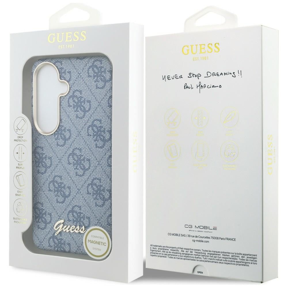 Handyhülle für Galaxy S26, Guess Saffiano Classic Logo MagSafe, Blau mit Classic Logo Guess
