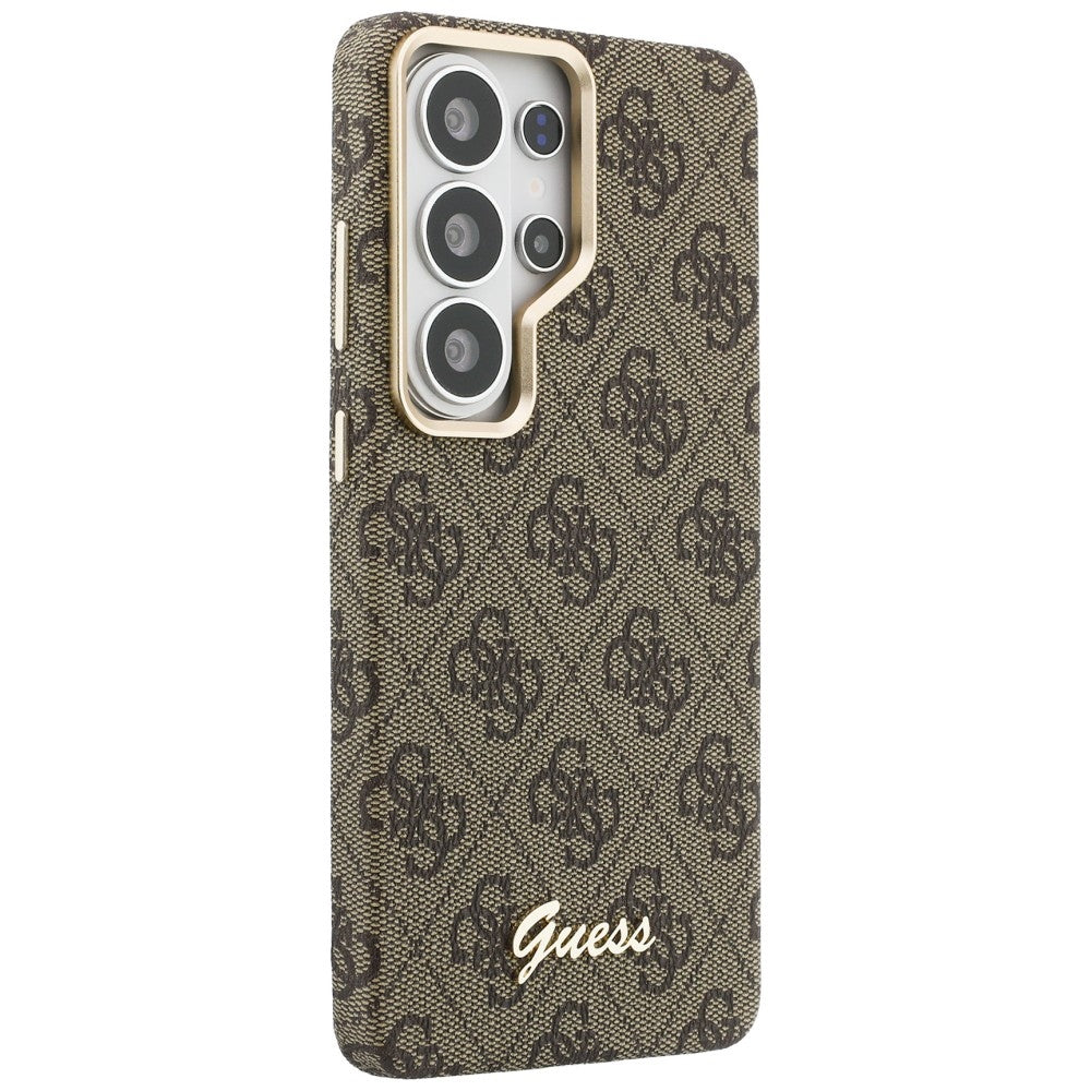 Handyhülle für Galaxy S26 Ultra, Guess Saffiano Classic Logo MagSafe, Braun mit Classic Logo Guess