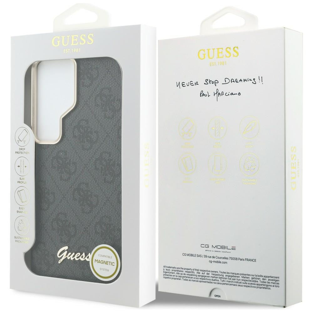 Handyhülle für Galaxy S26 Ultra, Guess Saffiano Classic Logo MagSafe, Schwarz mit Classic Logo Guess