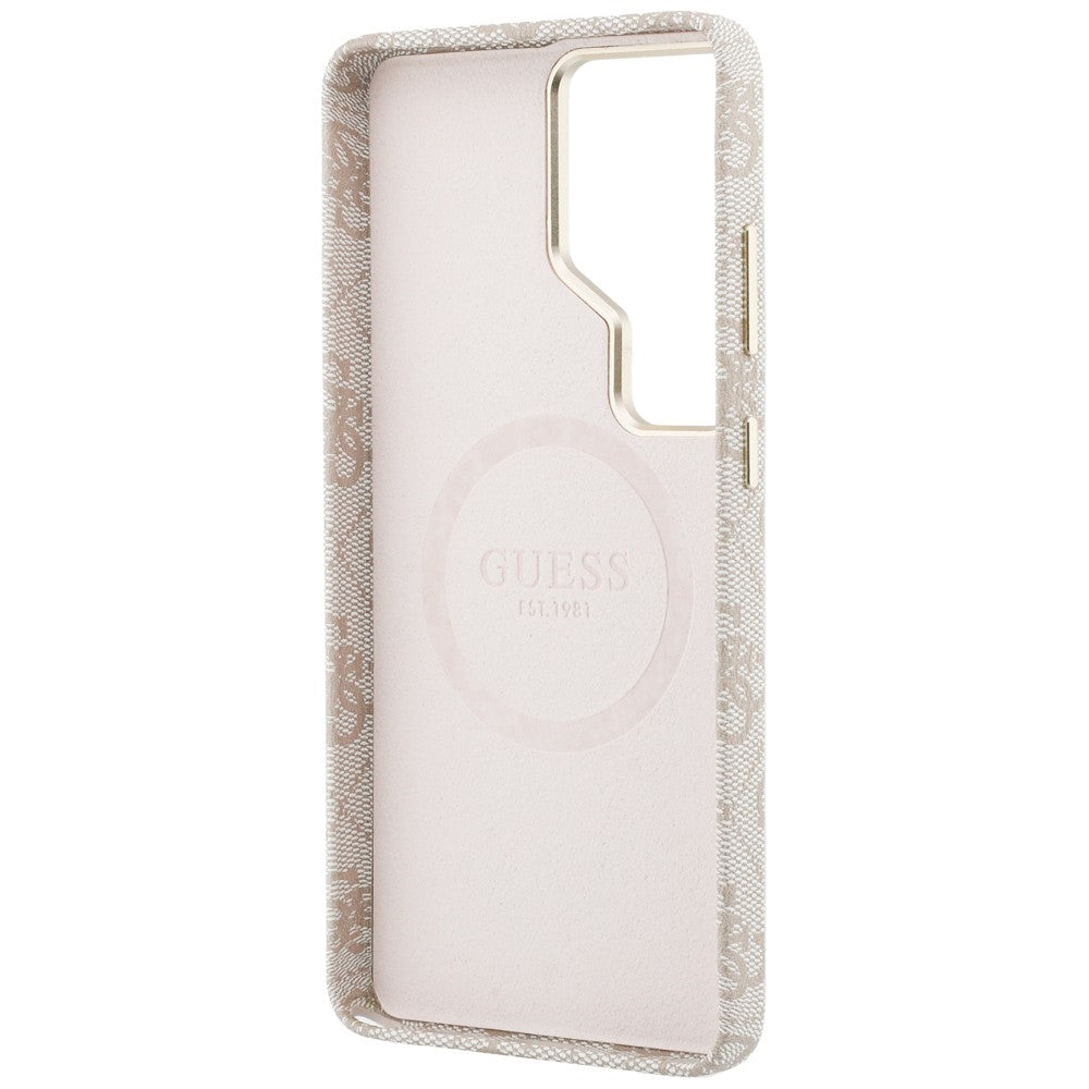 Handyhülle für Galaxy S26 Ultra, Guess Saffiano Classic Logo MagSafe, Rosa mit Classic Logo Guess