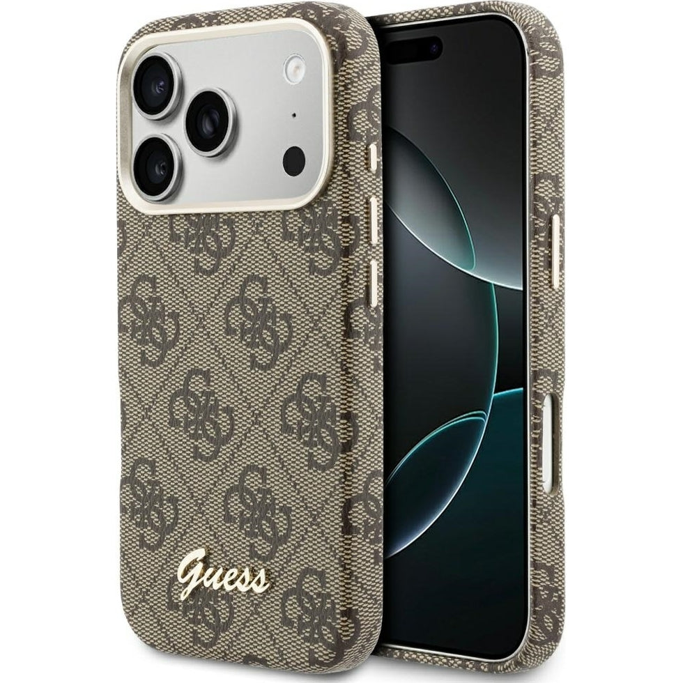 Handyhülle für iPhone 17 Pro Max, Guess Script 4G Logo für MagSafe , Braun