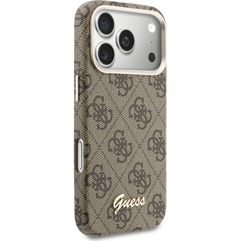 Handyhülle für iPhone 17 Pro Max, Guess Script 4G Logo für MagSafe , Braun