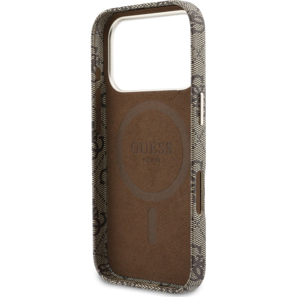 Handyhülle für iPhone 17 Pro Max, Guess Script 4G Logo für MagSafe , Braun