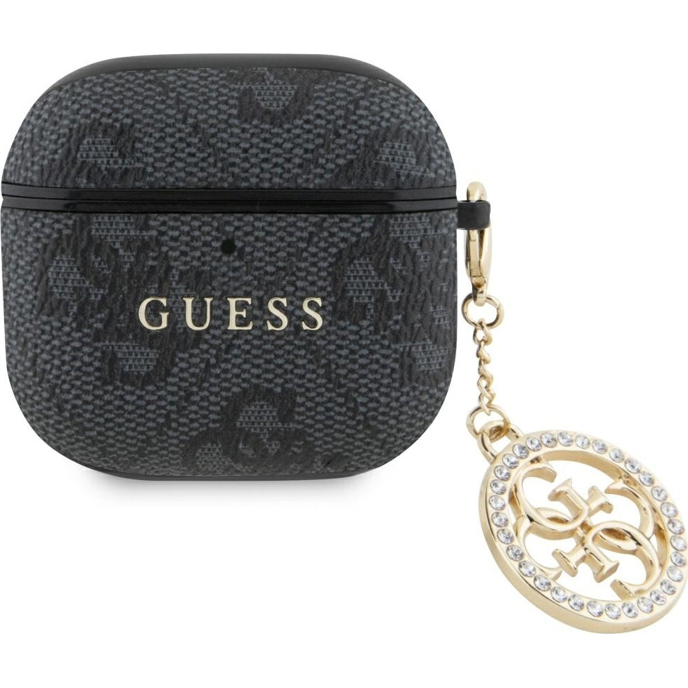 Schutzhülle Guess Strass 4G Charm Case für AirPods 4, Schwarz