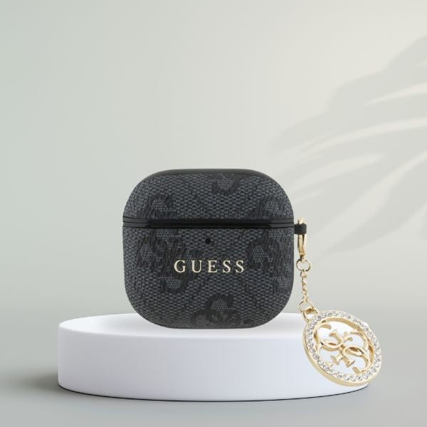 Schutzhülle Guess Strass 4G Charm Case für AirPods 4, Schwarz