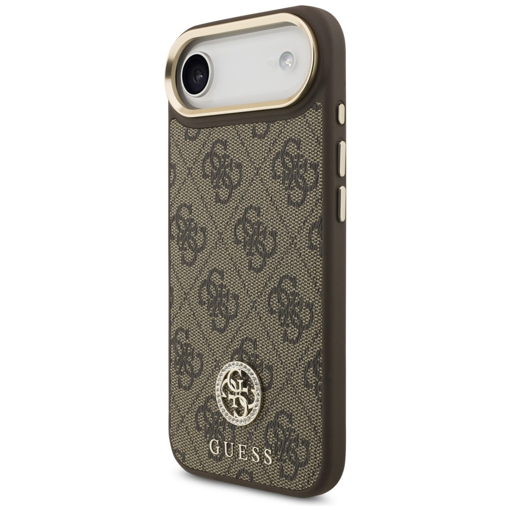 Handyhülle für iPhone Air, Guess 4G Strass Logo. mit MagSafe, Braun