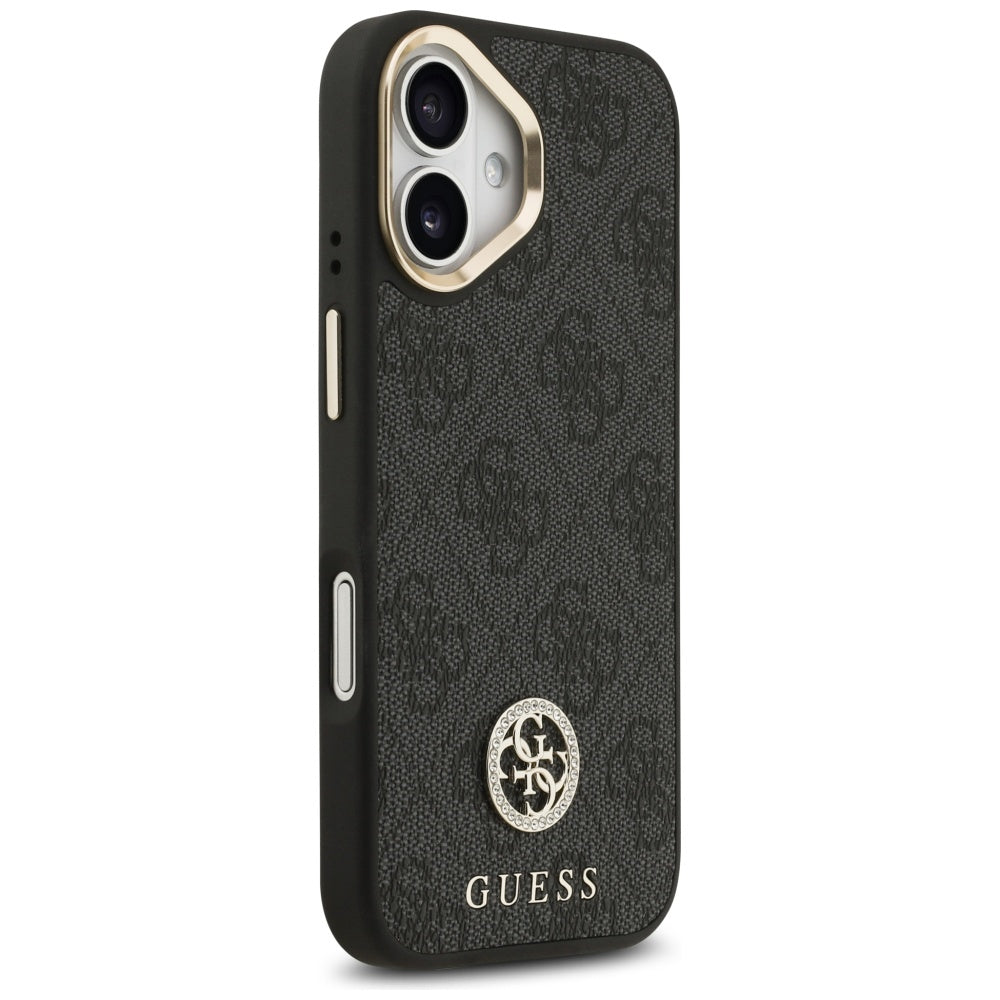 Handyhülle für iPhone 17, Guess 4G Strass Logo. mit MagSafe, Schwarz
