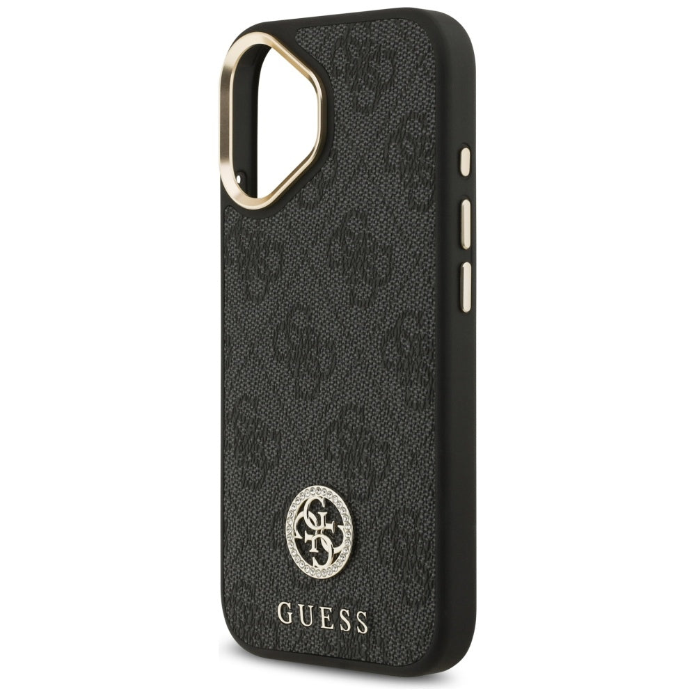 Handyhülle für iPhone 17, Guess 4G Strass Logo. mit MagSafe, Schwarz