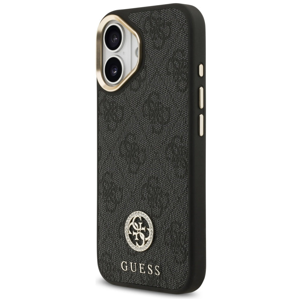 Handyhülle für iPhone 17, Guess 4G Strass Logo. mit MagSafe, Schwarz