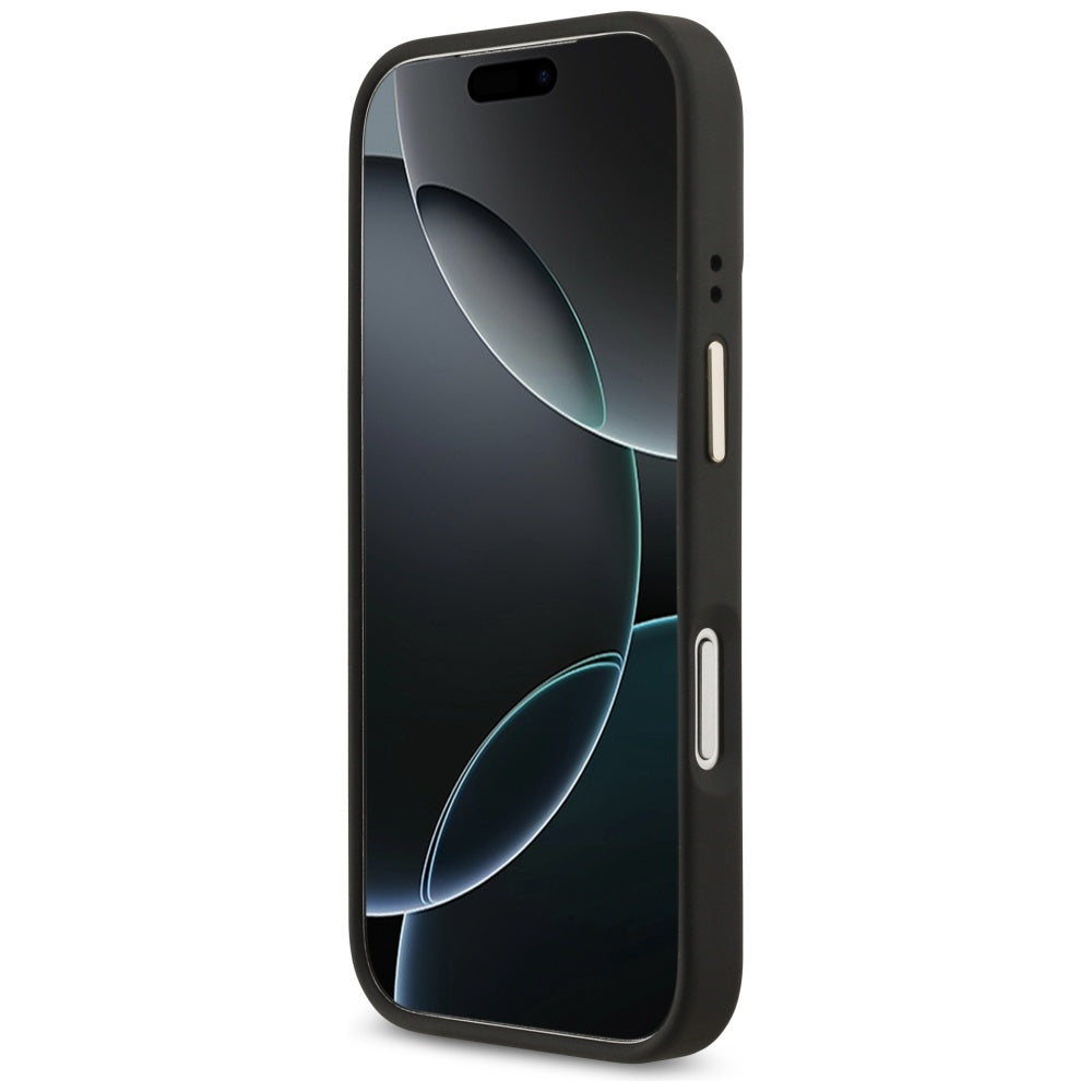 Handyhülle für iPhone 17 Pro, Guess 4G Strass Logo. mit MagSafe, Schwarz