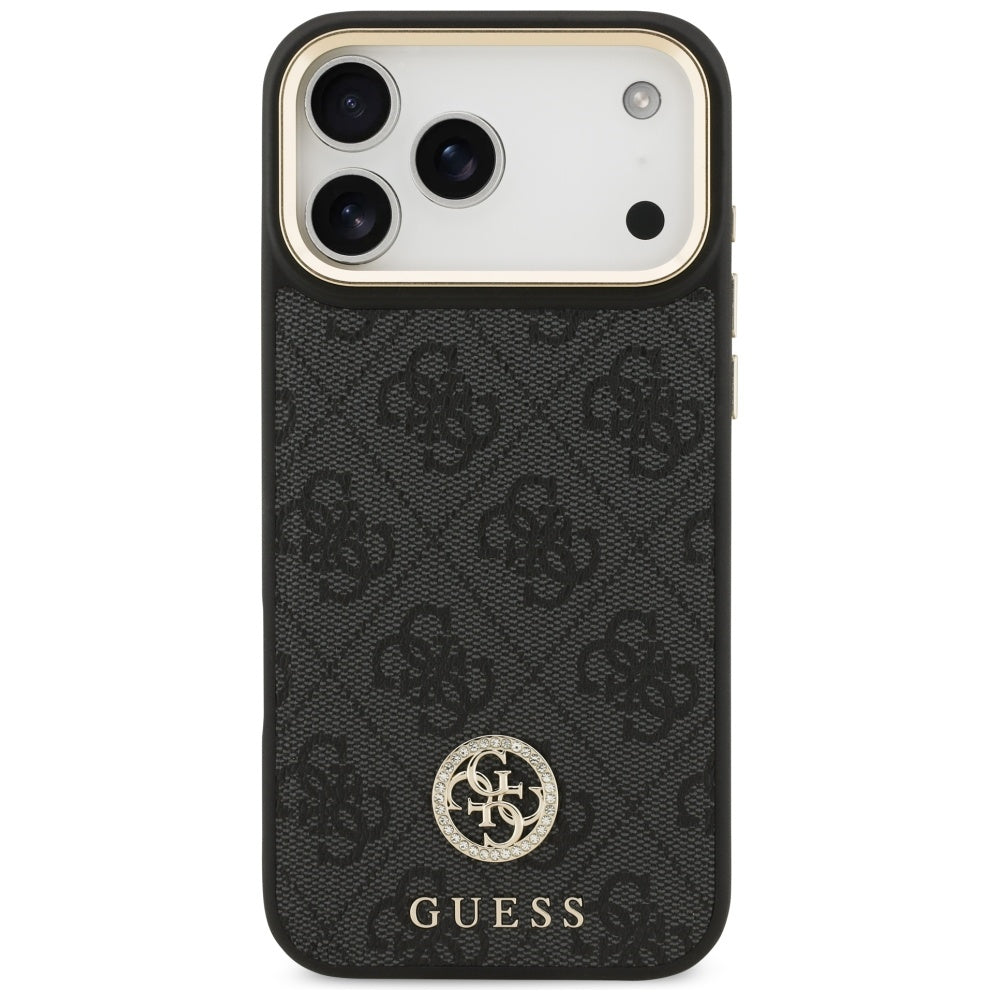 Handyhülle für iPhone 17 Pro Max, Guess 4G Strass Logo. mit MagSafe, Schwarz