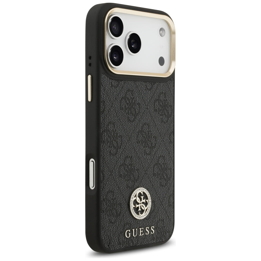 Handyhülle für iPhone 17 Pro Max, Guess 4G Strass Logo. mit MagSafe, Schwarz