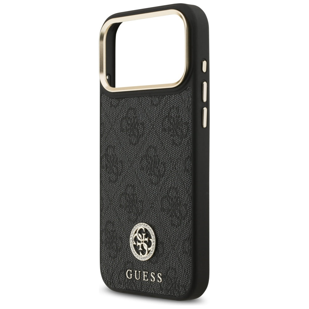 Handyhülle für iPhone 17 Pro Max, Guess 4G Strass Logo. mit MagSafe, Schwarz