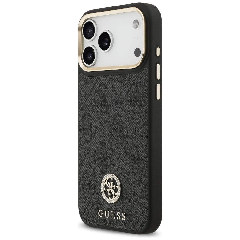 Handyhülle für iPhone 17 Pro Max, Guess 4G Strass Logo. mit MagSafe, Schwarz