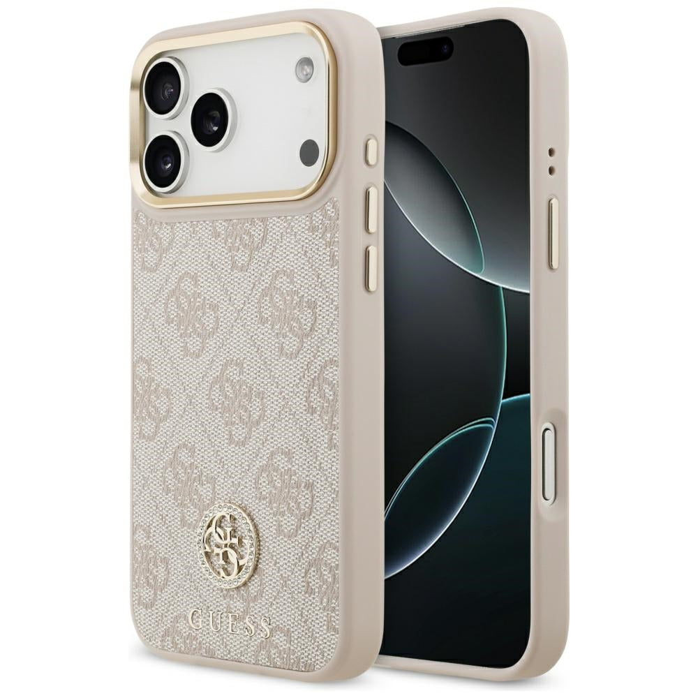 Handyhülle für iPhone 17 Pro Max, Guess 4G Strass Logo. mit MagSafe, Rosa