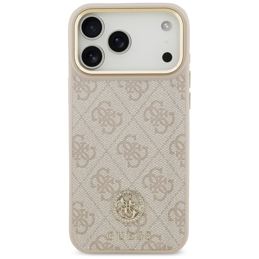 Handyhülle für iPhone 17 Pro Max, Guess 4G Strass Logo. mit MagSafe, Rosa