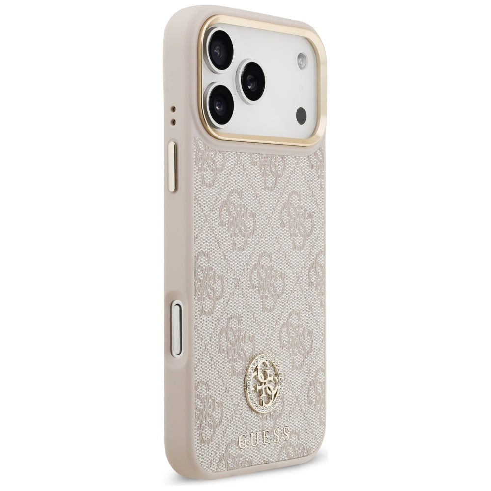 Handyhülle für iPhone 17 Pro Max, Guess 4G Strass Logo. mit MagSafe, Rosa