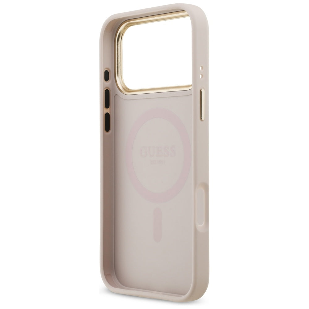 Handyhülle für iPhone 17 Pro Max, Guess 4G Strass Logo. mit MagSafe, Rosa