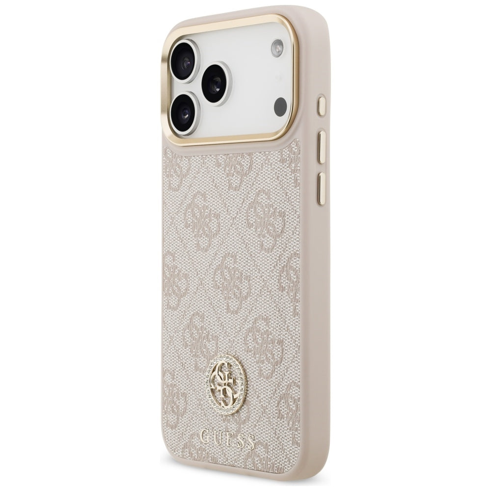 Handyhülle für iPhone 17 Pro Max, Guess 4G Strass Logo. mit MagSafe, Rosa