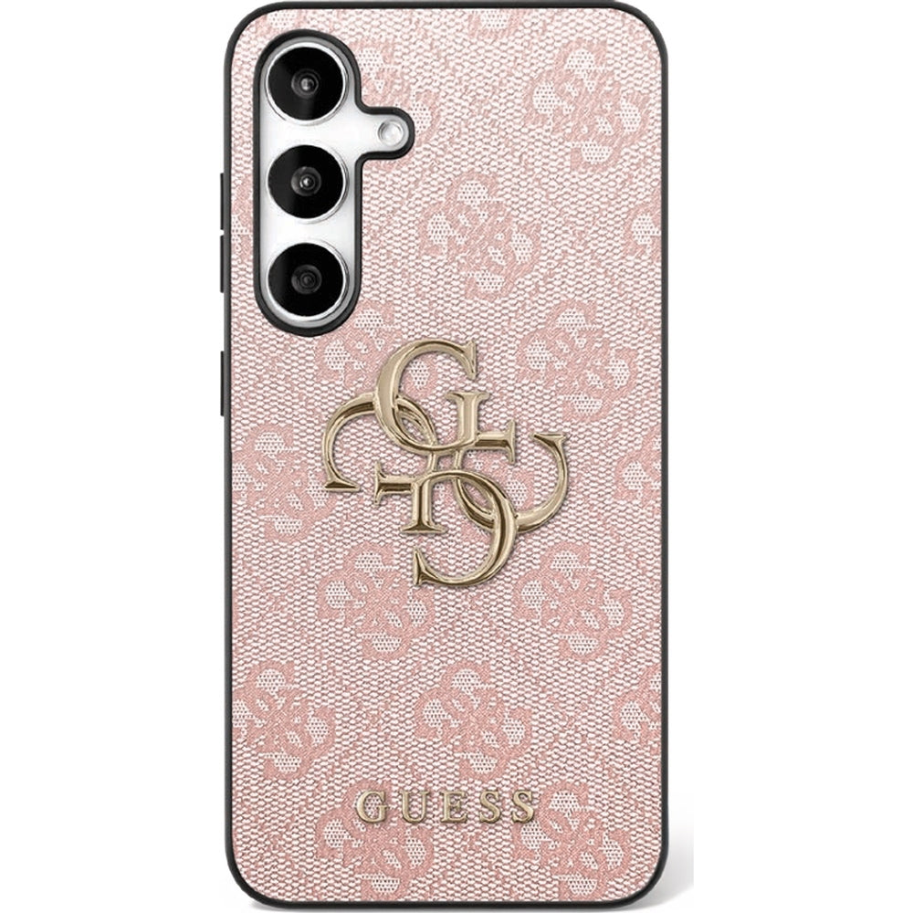 Handyhülle für Galaxy S25 FE, Guess Hardcase 4G Big 4G Classic Logo, Rosa mit Goldenen Elementen