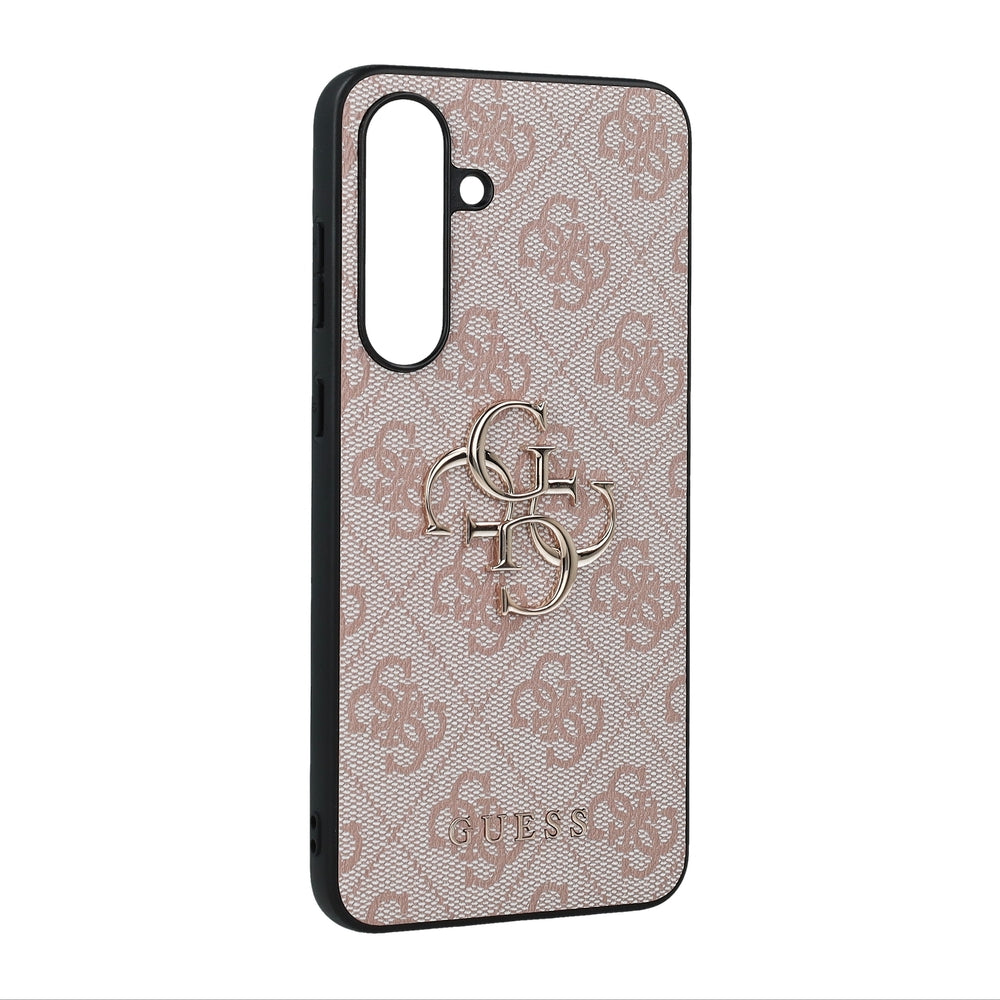 Handyhülle für Galaxy S25 FE, Guess Hardcase 4G Big 4G Classic Logo, Rosa mit Goldenen Elementen