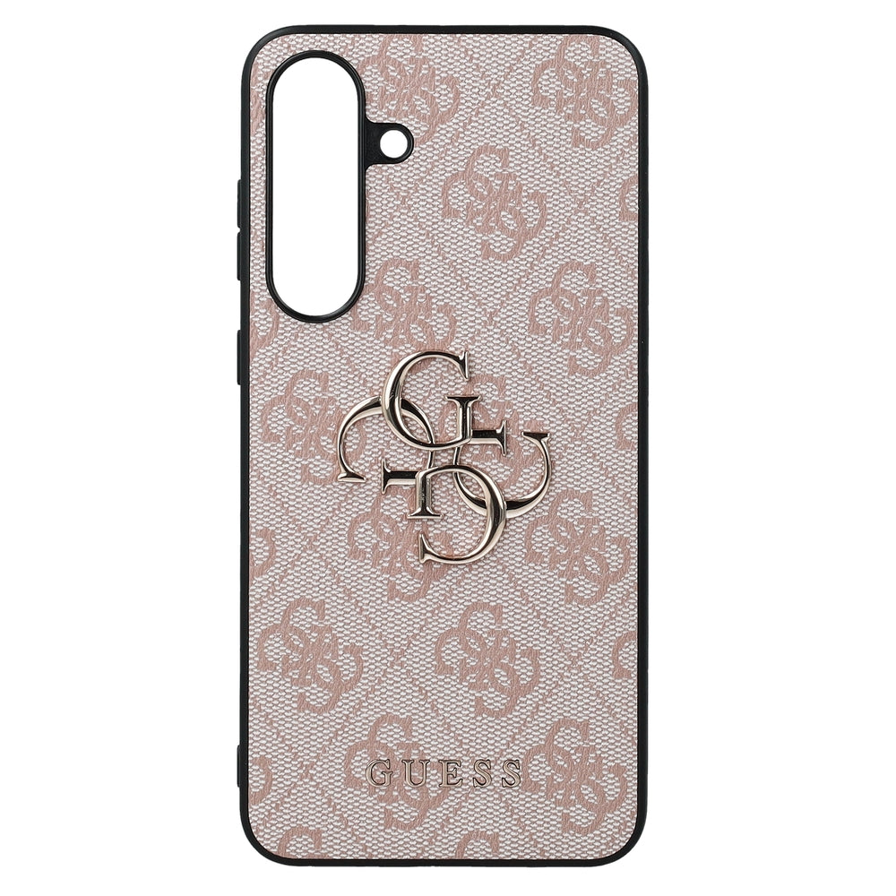 Handyhülle für Galaxy S25 FE, Guess Hardcase 4G Big 4G Classic Logo, Rosa mit Goldenen Elementen