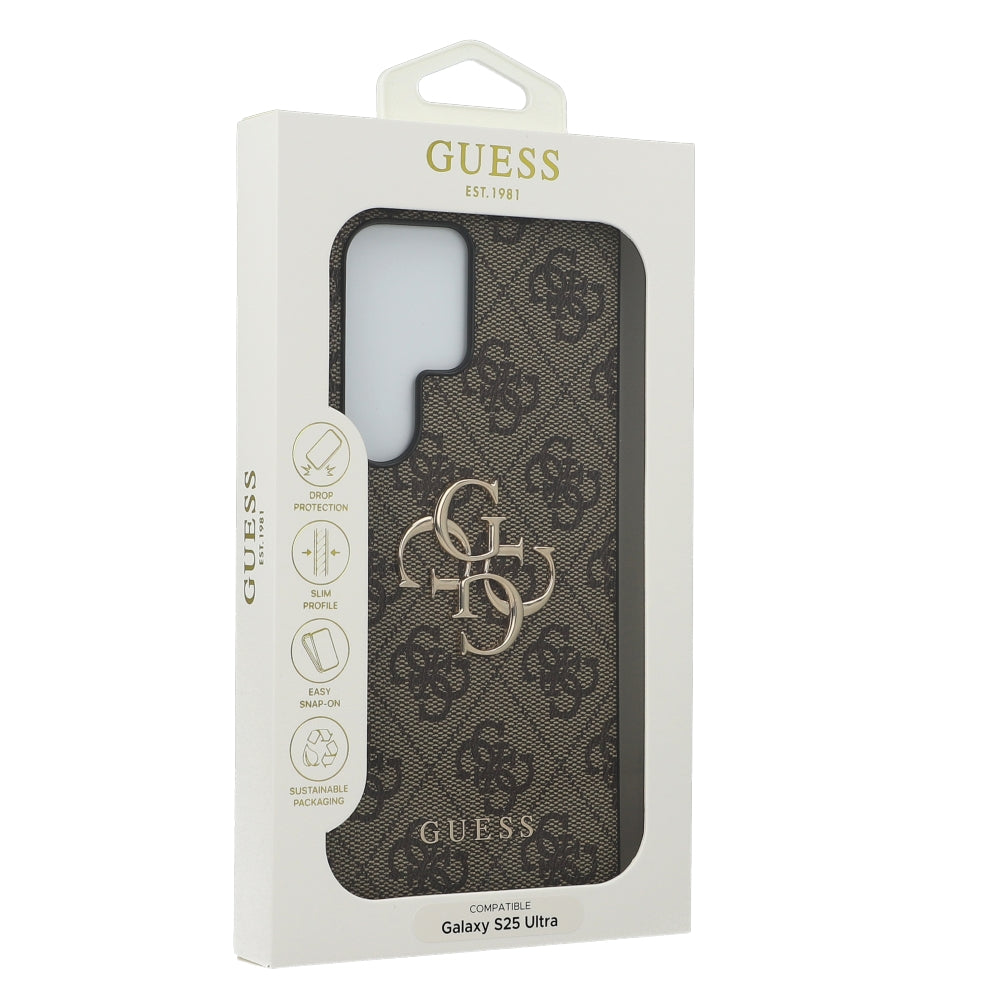 Handyhülle für Galaxy S25 Ultra, Guess Hardcase 4G Big Metal Logo, Braun