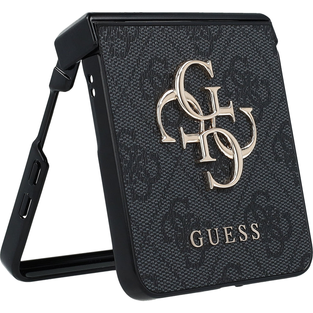 Handyhülle für Galaxy Z Flip7, Guess Hardcase 4G Big 4G Classic Logo, Schwarz mit Goldenen Elementen