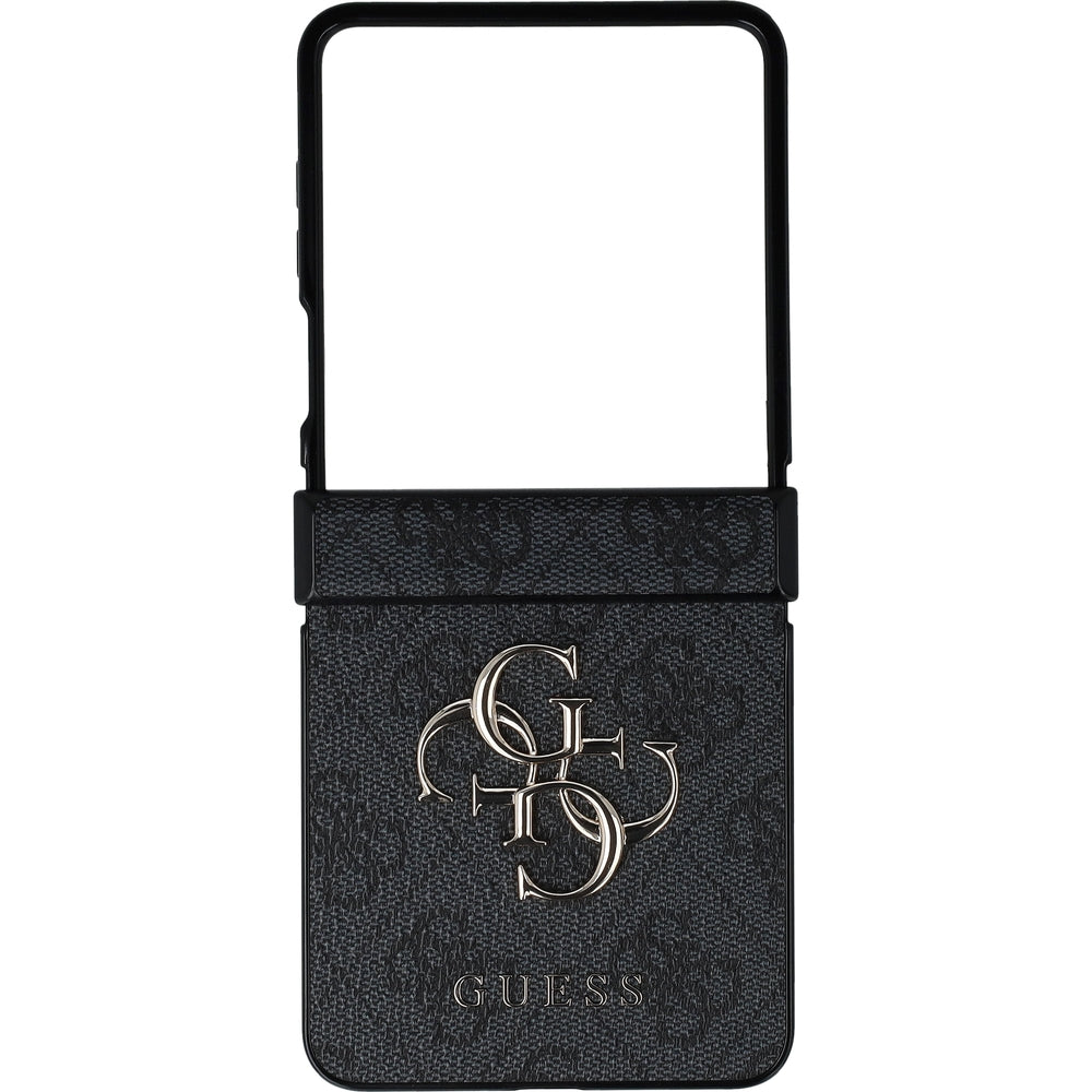 Handyhülle für Galaxy Z Flip7, Guess Hardcase 4G Big 4G Classic Logo, Schwarz mit Goldenen Elementen