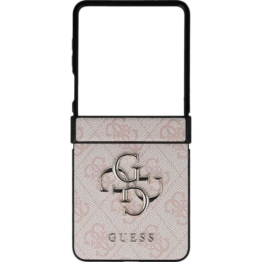Handyhülle für Galaxy Z Flip7, Guess Hardcase 4G Big 4G Classic Logo, Rosa mit Goldenen Elementen