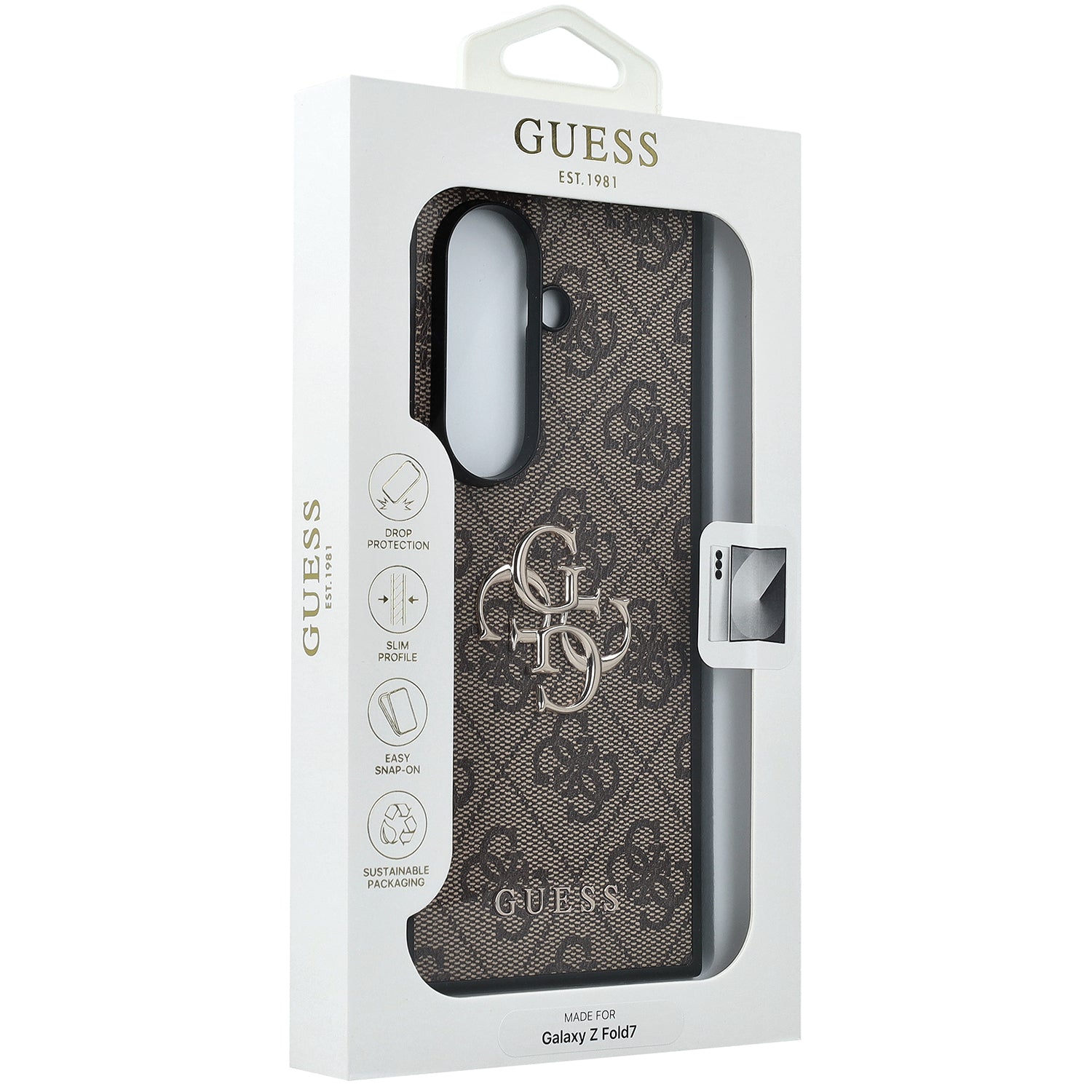 Handyhülle für Galaxy Z Fold7, Guess Hardcase 4G Big Metal Logo, Braun