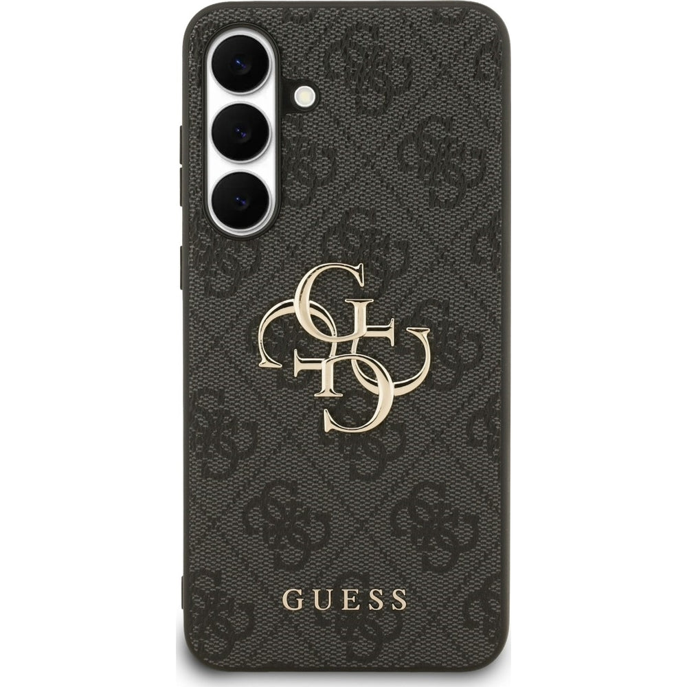Handyhülle für Galaxy S25 FE, Guess Hardcase 4G Big 4G Classic Logo, Schwarz mit Goldenen Elementen