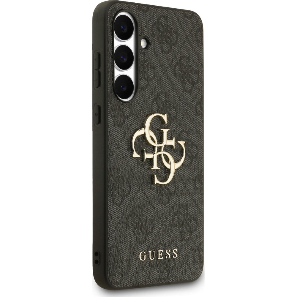 Handyhülle für Galaxy S25 FE, Guess Hardcase 4G Big 4G Classic Logo, Schwarz mit Goldenen Elementen