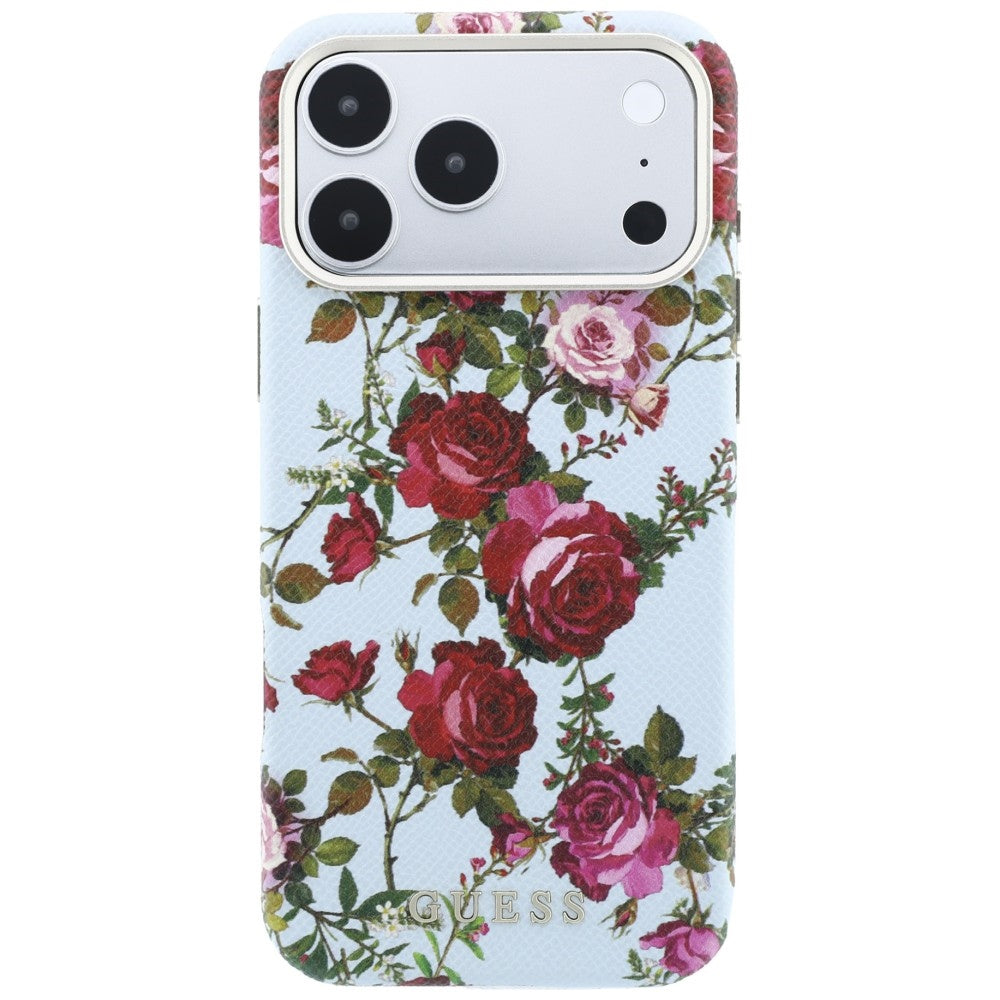Guess Handyhülle Blossom Roses Print MagSafe für iPhone 18 Pro Max / 17 Pro Max, Blau mit Blumenmotiv (3/8)