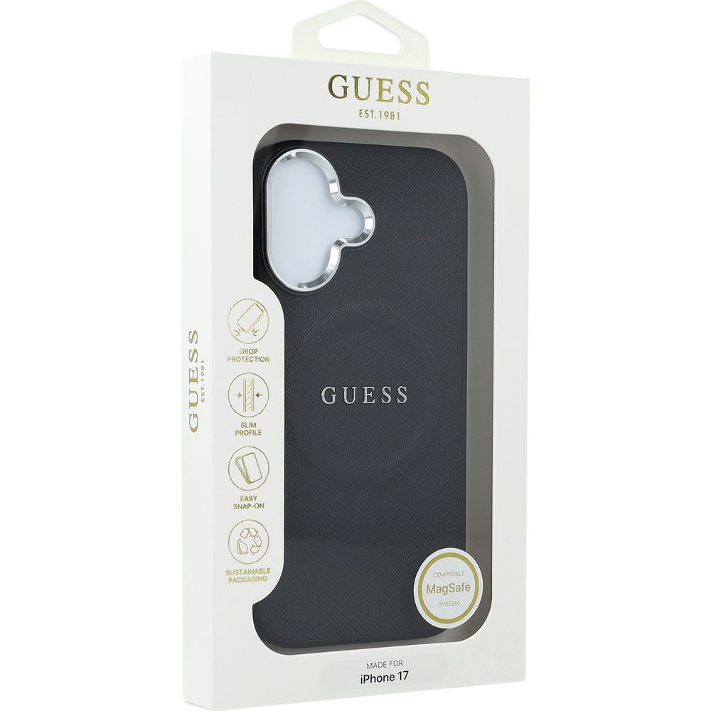 Handyhülle für iPhone 17, Guess Hardcase Classic Logo mit MagSafe, Schwarz