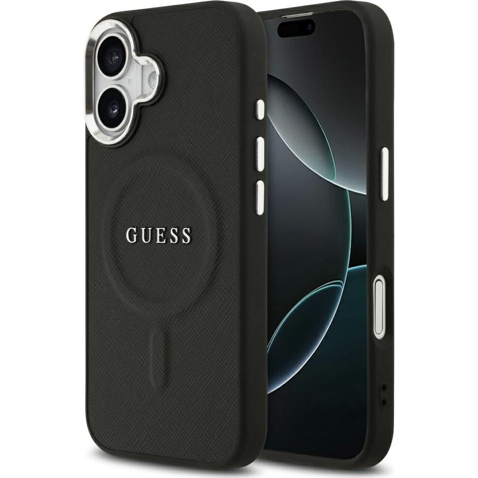 Handyhülle für iPhone 17, Guess Hardcase Classic Logo mit MagSafe, Schwarz