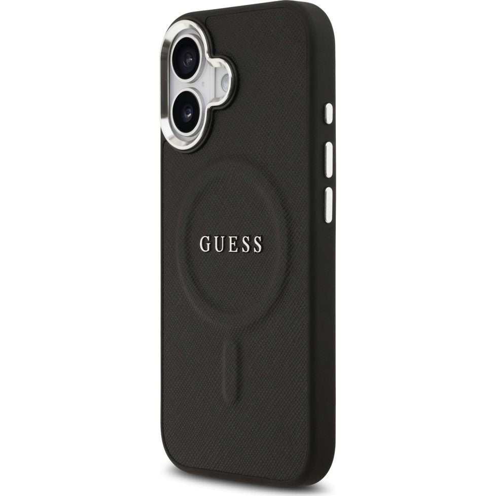 Handyhülle für iPhone 17, Guess Hardcase Classic Logo mit MagSafe, Schwarz