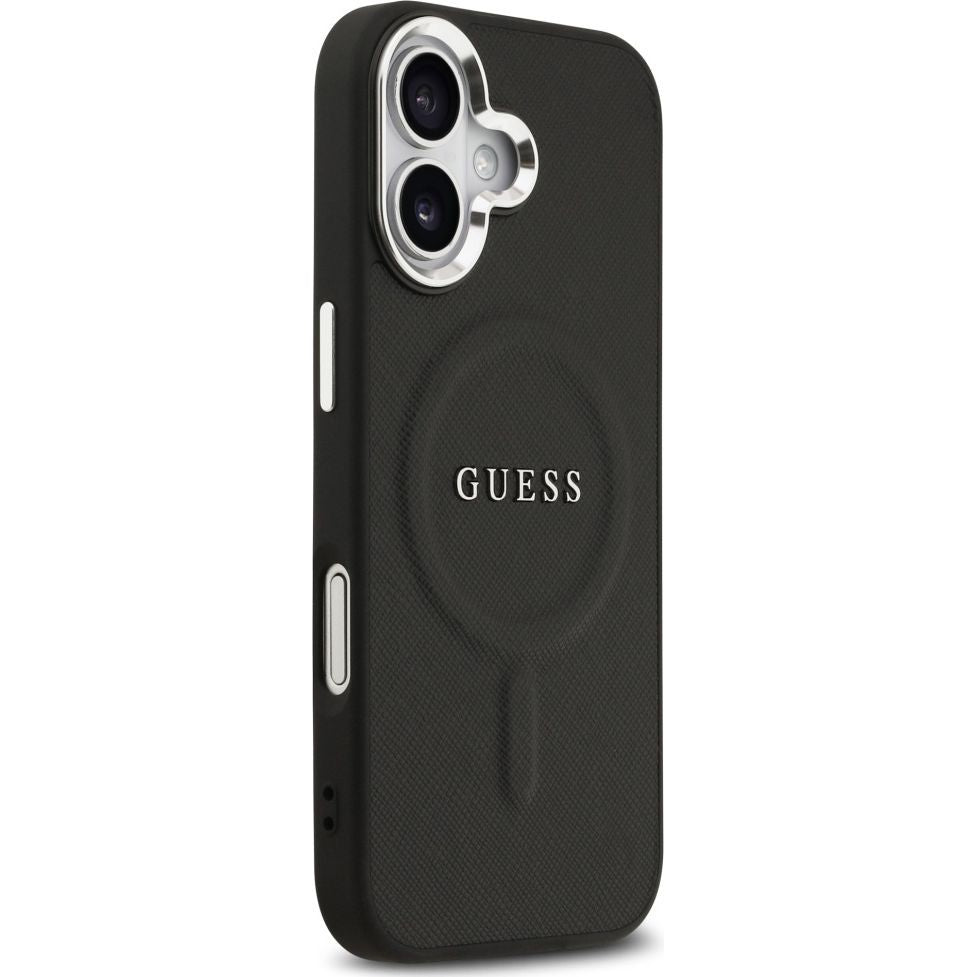 Handyhülle für iPhone 17, Guess Hardcase Classic Logo mit MagSafe, Schwarz