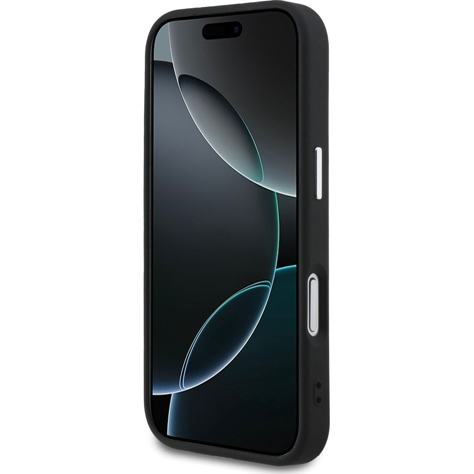 Handyhülle für iPhone 17 Pro, Guess Hardcase Classic Logo mit MagSafe, Schwarz