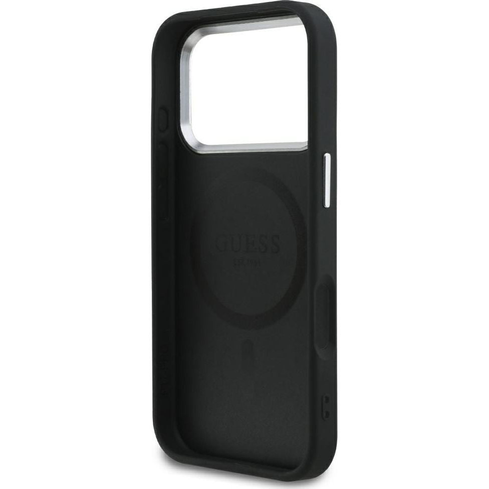 Handyhülle für iPhone 17 Pro, Guess Hardcase Classic Logo mit MagSafe, Schwarz