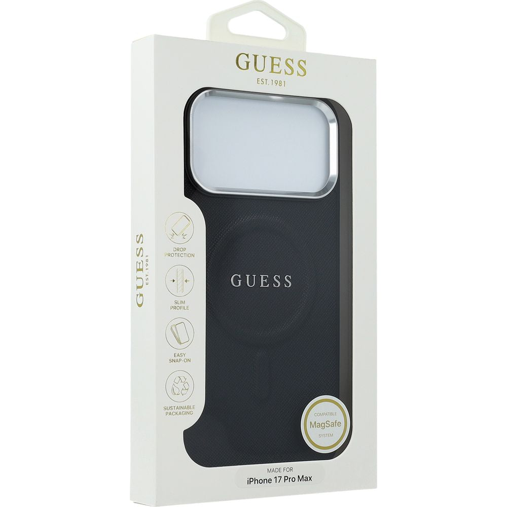 Handyhülle für iPhone 17 Pro Max, Guess Hardcase Classic Logo mit MagSafe, Schwarz