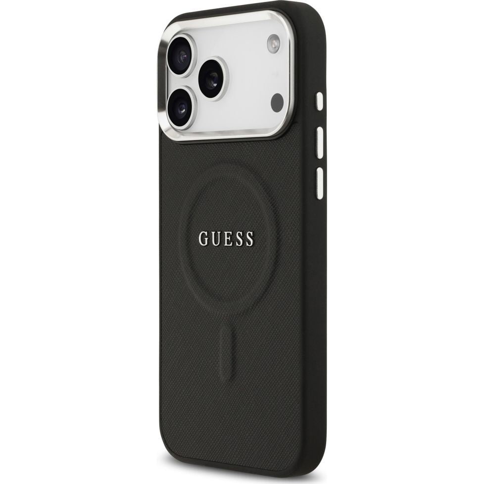 Handyhülle für iPhone 17 Pro Max, Guess Hardcase Classic Logo mit MagSafe, Schwarz