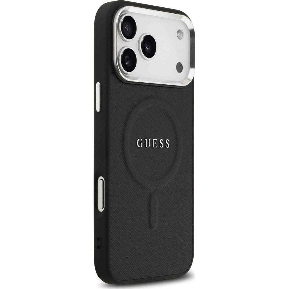 Handyhülle für iPhone 17 Pro Max, Guess Hardcase Classic Logo mit MagSafe, Schwarz
